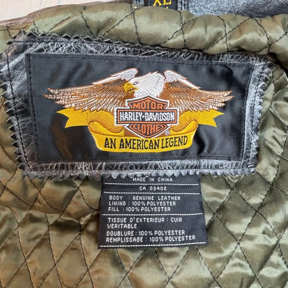 Vtg 90s y2k Harley-Davidson leather biker jacket men xl black earl weaver estate